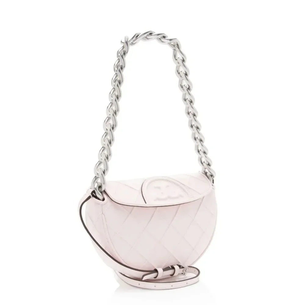 Tory Burch Quilted Leather Fleming Crescent Mini Shoulder Bag